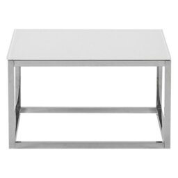 Beliani Nest Of 2 Coffee Tables, White Tempered Glass Top, Silver Frame - thumbnail 7