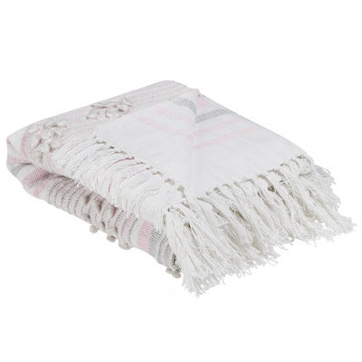 Beliani Blanket Kaman Fabric 125 X 150 Cm Pink - image 1