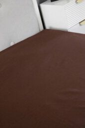 Fitted Sheet Polycotton Plain Dyed Extra Deep 25Cm Bed Linen Brown - thumbnail 4
