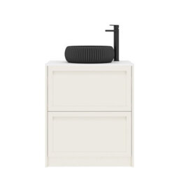 Royal Bathrooms Royal Bathroom Elmore 700mm Classic White Freestanding Bathroom Vanity Unit 2 Drawer Plain White Worktop With Milan Black Basin - thumbnail 7