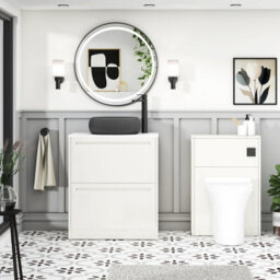 Royal Bathrooms Royal Bathroom Elmore 700mm Classic White Freestanding Bathroom Vanity Unit 2 Drawer Plain White Worktop With Milan Black Basin - thumbnail 5