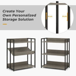Costway 3-Tier Corner Bookcase Metal Frame Floor Storage Shelf Display Rack - thumbnail 6