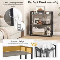 Costway 3-Tier Corner Bookcase Metal Frame Floor Storage Shelf Display Rack - thumbnail 7