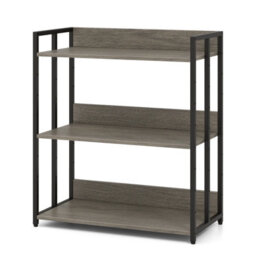 Costway 3-Tier Corner Bookcase Metal Frame Floor Storage Shelf Display Rack - thumbnail 2