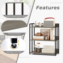 Costway 3-Tier Corner Bookcase Metal Frame Floor Storage Shelf Display Rack - thumbnail 9