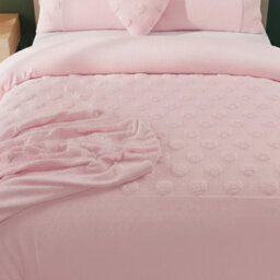 Super Soft Teddy Duvet Cover Set Heart Embossed Cozy Fleece Bedding Pink - thumbnail 2