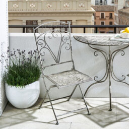 Wyld And Coco Set Of 2 Vintage Folding Garden Chairs Grey Iron Frame - Space-Saving Outdoor Seating For Balconies And Patios - thumbnail 2