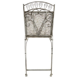 Wyld And Coco Set Of 2 Vintage Folding Garden Chairs Grey Iron Frame - Space-Saving Outdoor Seating For Balconies And Patios - thumbnail 7
