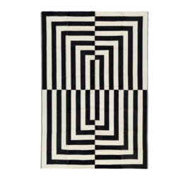 Relsy Large Garden Outdoor Rug For Patio, Black & Cream Grid Waterproof Garden Rug 160 X 230Cm