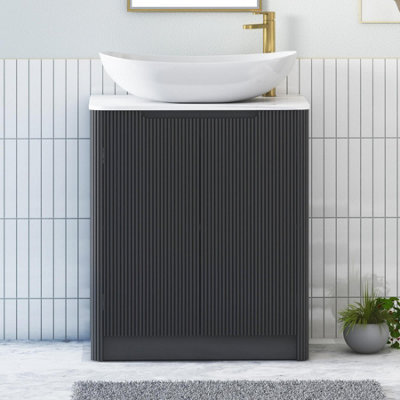 Royal Bathrooms Avenza 700mm Matt Obsidian Black Floor Standing Bathroom Vanity Unit 2 Door With Cesar Basin - image 1