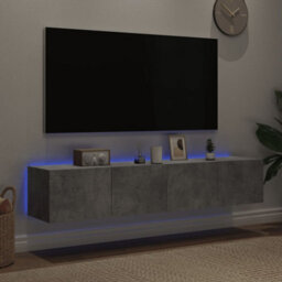 Vidaxl Tv Wall Cabinets With Led Lights 2 Pcs Concrete Grey 80X35X31 Cm - thumbnail 3