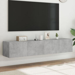 Vidaxl Tv Wall Cabinets With Led Lights 2 Pcs Concrete Grey 80X35X31 Cm - thumbnail 1
