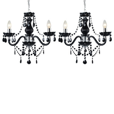 First Choice Lighting Set Of 2 Black And Chrome Marie Therese Style 3 X 40W Chandelier - image 1