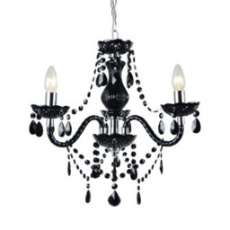 First Choice Lighting Set Of 2 Black And Chrome Marie Therese Style 3 X 40W Chandelier - thumbnail 2