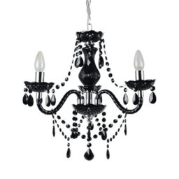 First Choice Lighting Set Of 2 Black And Chrome Marie Therese Style 3 X 40W Chandelier - thumbnail 4