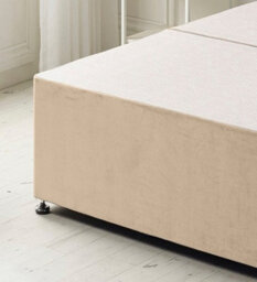 "Somnior Beds Platinum Divan Bed Base With 30"" Headboard - Plush Velvet, Beige 3Ft Single" - thumbnail 4
