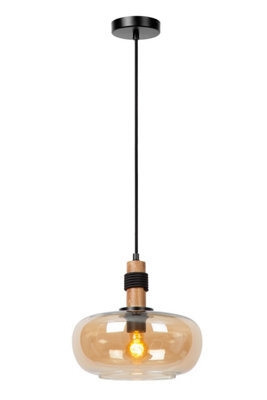 Lucide Ilona - Pendant Light - 30 Cm - 1Xe27 - Amber - image 1