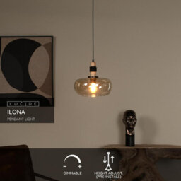 Lucide Ilona - Pendant Light - 30 Cm - 1Xe27 - Amber - thumbnail 2