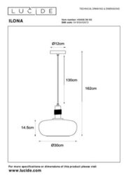 Lucide Ilona - Pendant Light - 30 Cm - 1Xe27 - Amber - thumbnail 9
