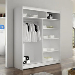 Westa Xiv 200Cm Sliding Door Wardrobe With Mirrors Modern Bedroom Storage With Hanging Rails And Shelves Cashmere Rgb Led Colorful - thumbnail 2