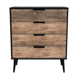 Fuji 4 Drawer Chest In Vintage Oak & Black (Ready Assembled)