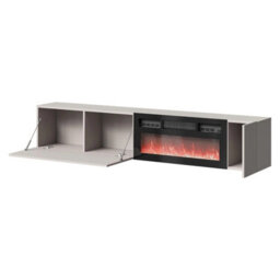 Modern Tv Cabinet Bamali 200X38X30 Cm Electric Fireplace Black Color Wall Mounted Unit With Heating Functionality - thumbnail 4