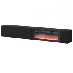 Modern Tv Cabinet Bamali 200X38X30 Cm Electric Fireplace Black Color Wall Mounted Unit With Heating Functionality - thumbnail 5
