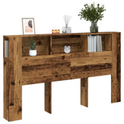 Berkfield Headboard Cabinet Old Wood 180X18.5X102.5 Cm Engineered Wood - thumbnail 1
