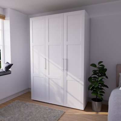Atomia Modern Matt Porcelain 2 Drawer Tall Triple Wardrobe (H)2247mm (W)1000mm (D)580mm - image 1