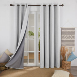 Deconovo Linen Look Full Blackout Curtains Eyelet Thermal Insulated With Coating Back Layer 52X72 Inch Light Grey 1 Pair - thumbnail 1
