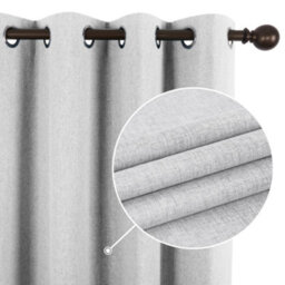 Deconovo Linen Look Full Blackout Curtains Eyelet Thermal Insulated With Coating Back Layer 52X72 Inch Light Grey 1 Pair - thumbnail 2