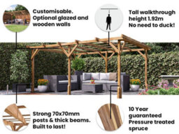 Dunster House Wooden Pergola Garden Plants Frame Utopia 4M X 3M (13' X 10') - thumbnail 3