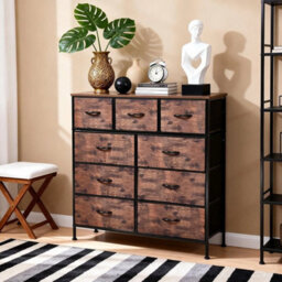 Brown 4Tiers 9 Drawers Fabric Chest Of Drawers Storage Organizer - thumbnail 3