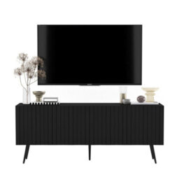Heze Furniture Elpis Glamour Tv Cabinet Elegant Media Unit Push-To-Open - Black Matt - thumbnail 1