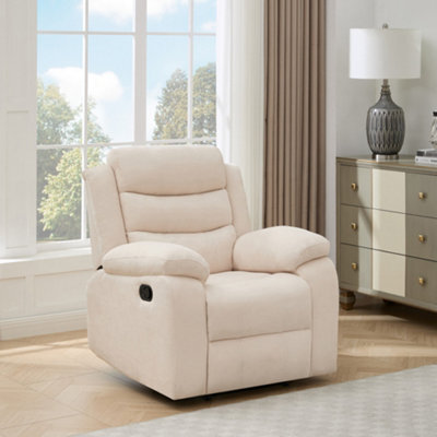 More4Homes Boston 1 Seater Fabric Manual Recliner Chair (Beige) - image 1