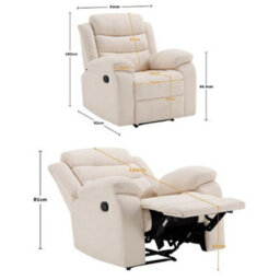 More4Homes Boston 1 Seater Fabric Manual Recliner Chair (Beige) - thumbnail 9