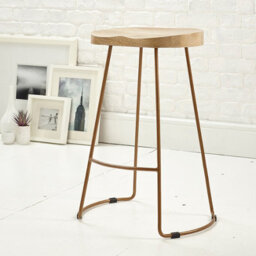 Elm Home And Garden Solid Hard Wood Gold Metal Breakfast Bar Kitchen Pub Café Stool Wooden H 80 X W 52 X D 36 Cm - thumbnail 2