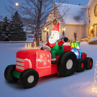 Costway 270Cm Long Christmas Inflatable Santa Claus On Truck With Gift Boxes & Led Lights - image 1