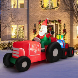 Costway 270Cm Long Christmas Inflatable Santa Claus On Truck With Gift Boxes & Led Lights - thumbnail 2