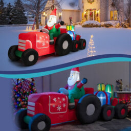 Costway 270Cm Long Christmas Inflatable Santa Claus On Truck With Gift Boxes & Led Lights - thumbnail 4