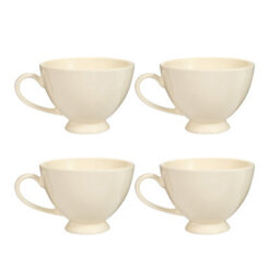 Dibor Set Of 4 Montmartre Large White Ceramic Tea Cups Coffee Mugs H9.7Cm X Dia13.5Cm - thumbnail 2