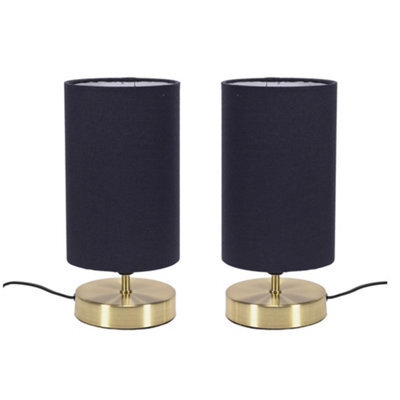 Valuelights Francis Pair Of Gold Touch Table Lamps With Navy Shade - image 1