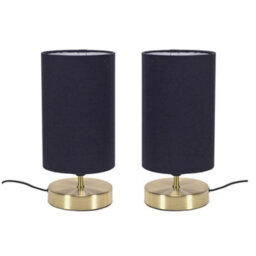 Valuelights Francis Pair Of Gold Touch Table Lamps With Navy Shade - thumbnail 7