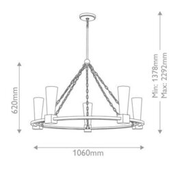 Luminosa Lighting Elstead Kristy Cylindrical Pendant Ceiling Light Contemporary Distressed Gold 5X E27 - thumbnail 3