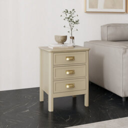 Melody Maison Pair Of 3 Drawer Bedside Tables - Lawrence Taupe Range - thumbnail 2