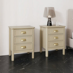 Melody Maison Pair Of 3 Drawer Bedside Tables - Lawrence Taupe Range - thumbnail 1