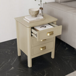 Melody Maison Pair Of 3 Drawer Bedside Tables - Lawrence Taupe Range - thumbnail 3