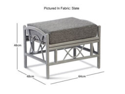 Desser Bali Grey Footstool Real Cane Rattan Cushioned Footrest In Slate Fabric - H46 X W64 X D48Cm - thumbnail 3