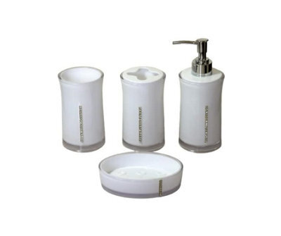 4 Pieces Acrylic Bathroom Accessories Set - White - image 1