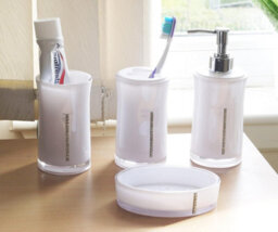 4 Pieces Acrylic Bathroom Accessories Set - White - thumbnail 2